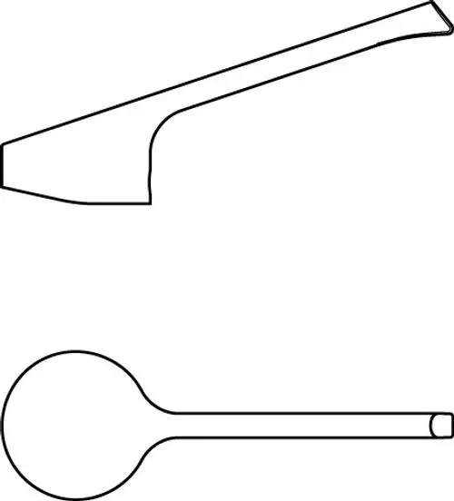 Bügelgriffhebel in schmalem, chromfarbenem Design, von Ideal Standard, mit einer geraden und einer runden Griffpartie, geeignet für funktionale Anwendungen.